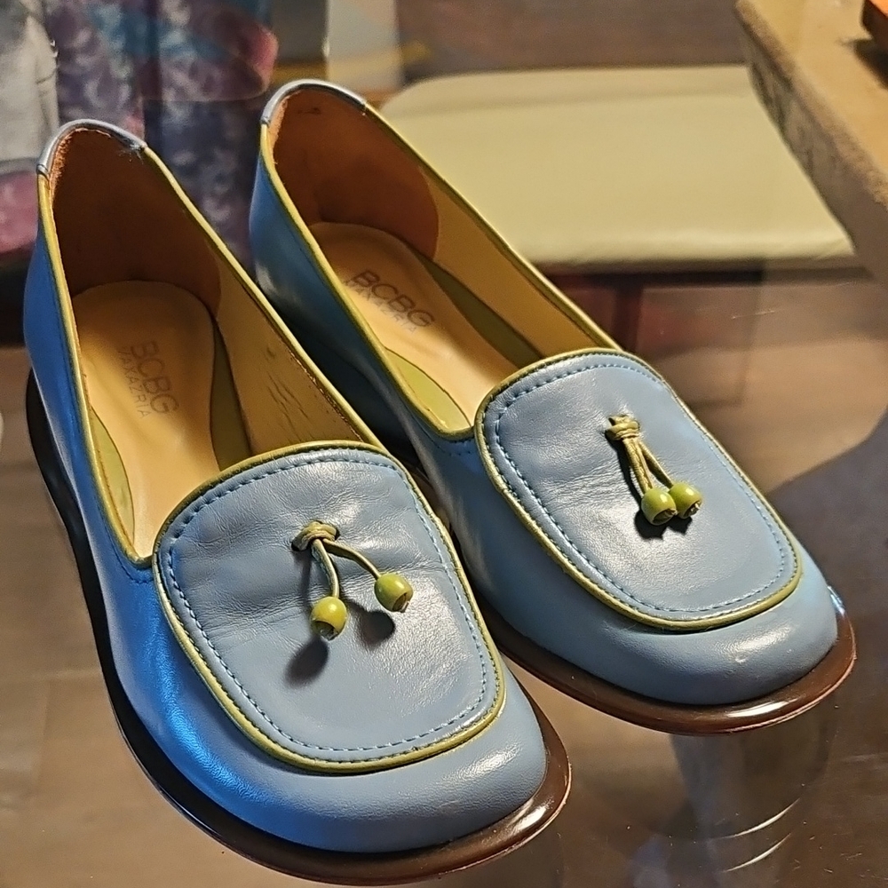 BCBG Blue and Green Tassel Loafers